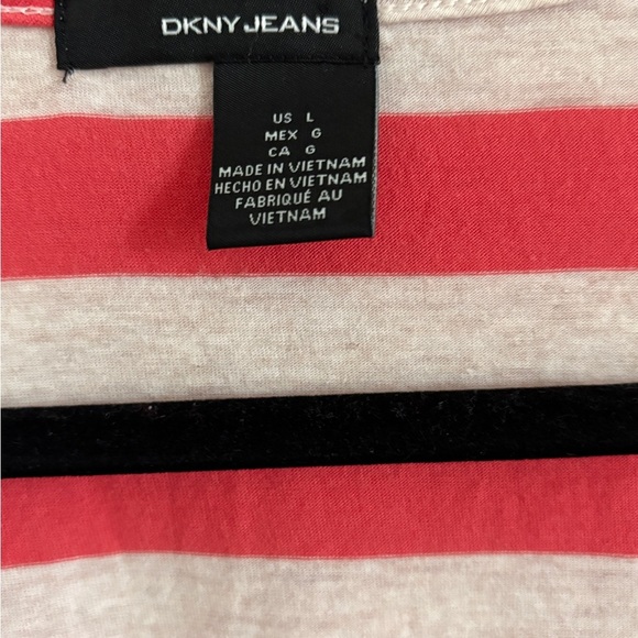 DKNY Coral and White Striped Blouse V-neck Sleeveless Size L - Picture 3 of 4